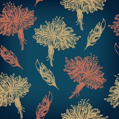 Dikişsiz vintage çiçek desenli