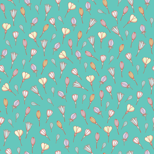 Floral seamless blue pattern  