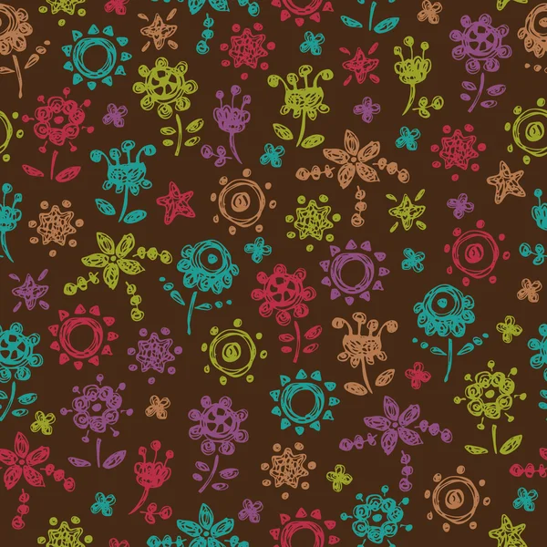 Padrão sem costura floral doodle colorido — Vetor de Stock