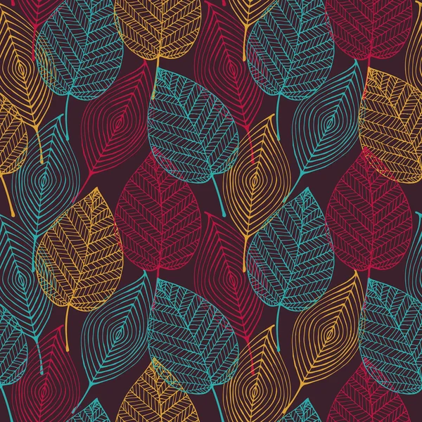 Naadloze gestileerde patroon met bladeren — Stockvector
