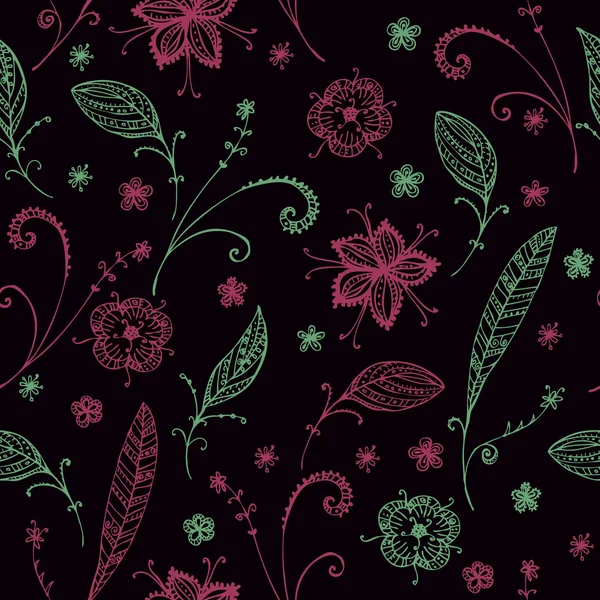 Floral doodle seamless pattern — Stock Vector