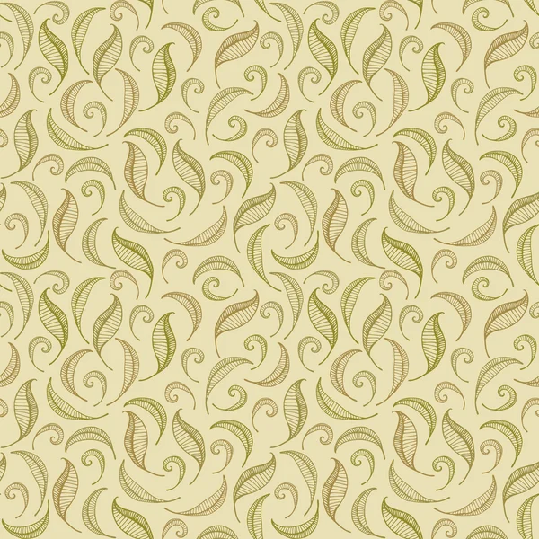Modèle décoré linéaire sans couture avec des feuilles — Image vectorielle