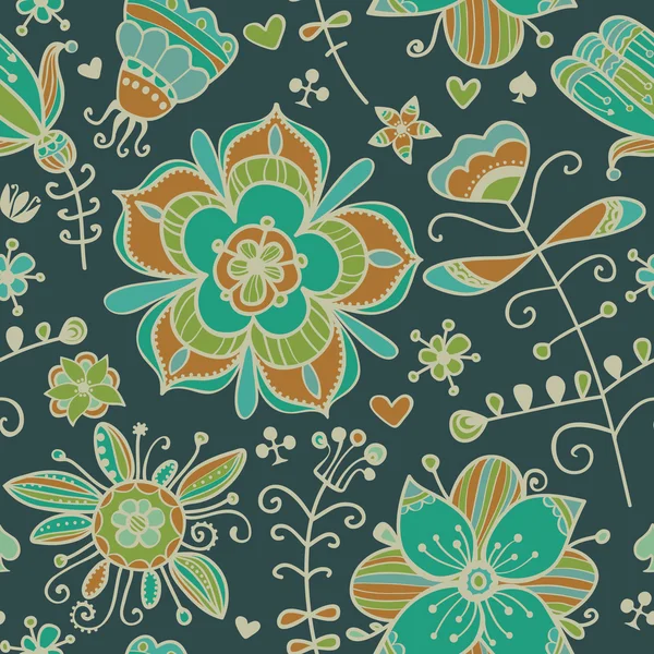 Dekorative nahtlose Muster mit Blumen — Stockvektor