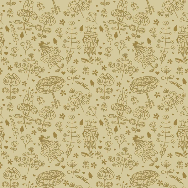 Motif floral beige sans couture — Image vectorielle