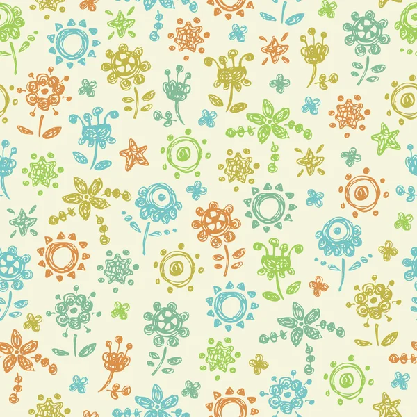 Decorative seamless doodle floral texture — Stock Vector