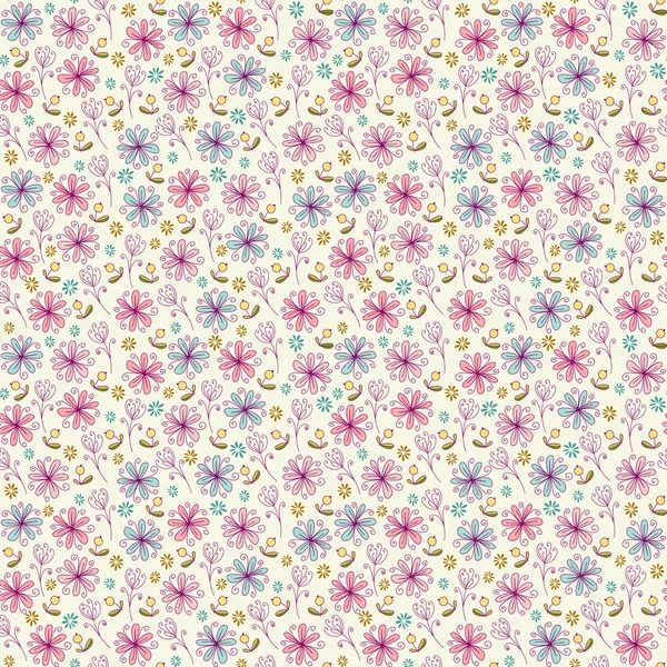 Doodle textura floral sin costuras — Archivo Imágenes Vectoriales