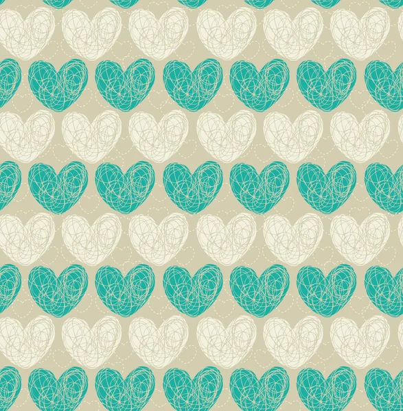 Seamless pattern with doodle hearts — Stock Vector