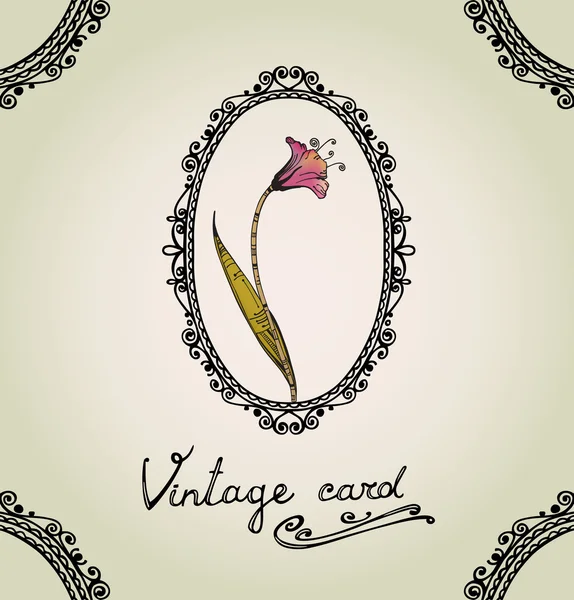 Cartão de saudação floral desenhado à mão — Vetor de Stock