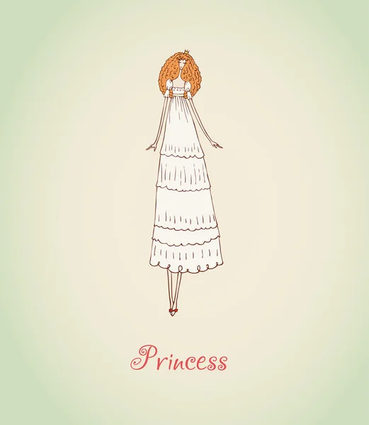Isolated red-haired princess — Stock Vector