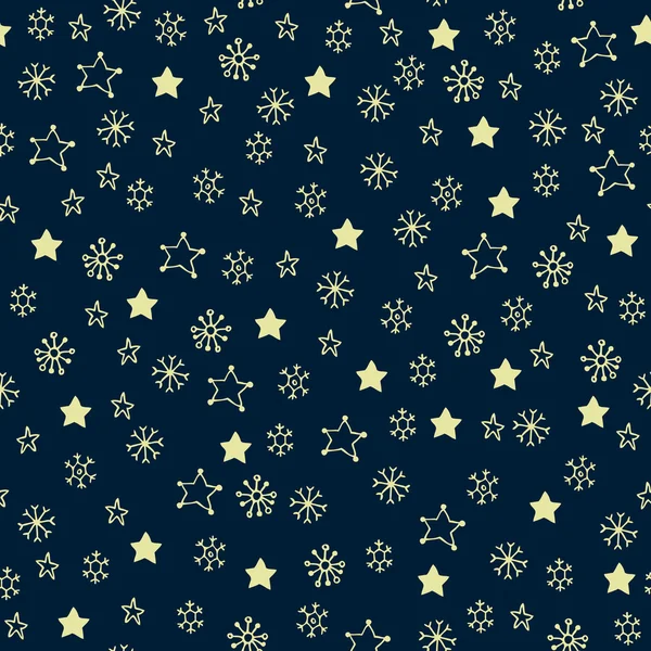 Muster mit Schneeflocken und Sternen — Stockvektor