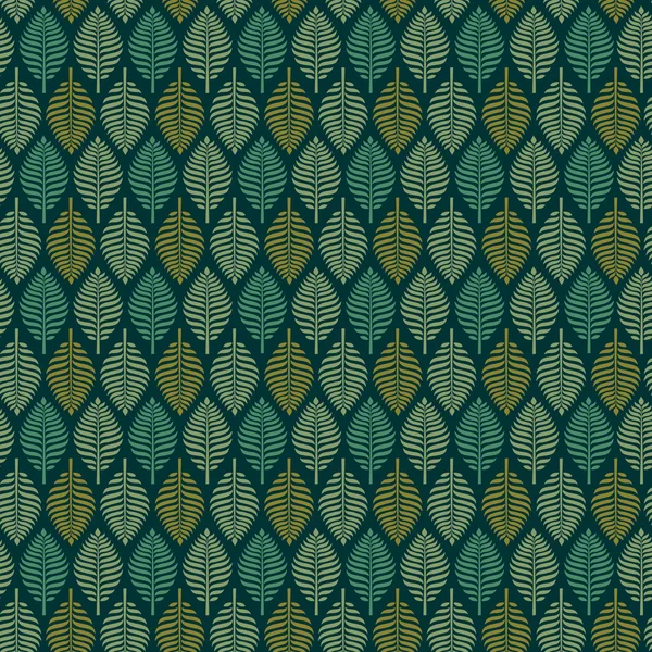 Modèle de feuille vintage sans couture verte — Image vectorielle