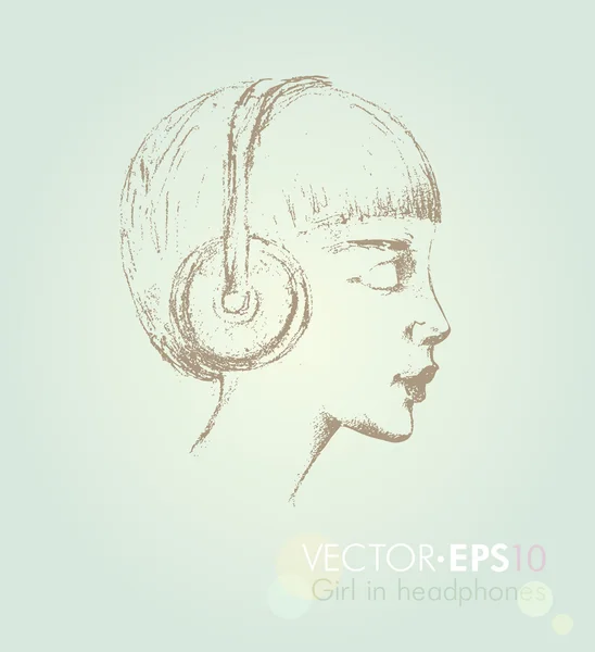 Teenage girl listening music — Stock Vector