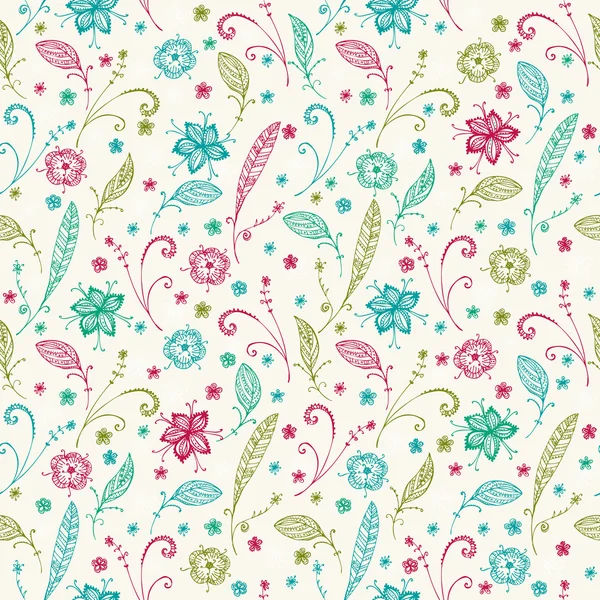 Floral hand drawn seamless texture — Stock Vector