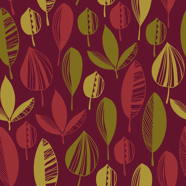 Naadloze decoratief patroon met bladeren — Stockvector