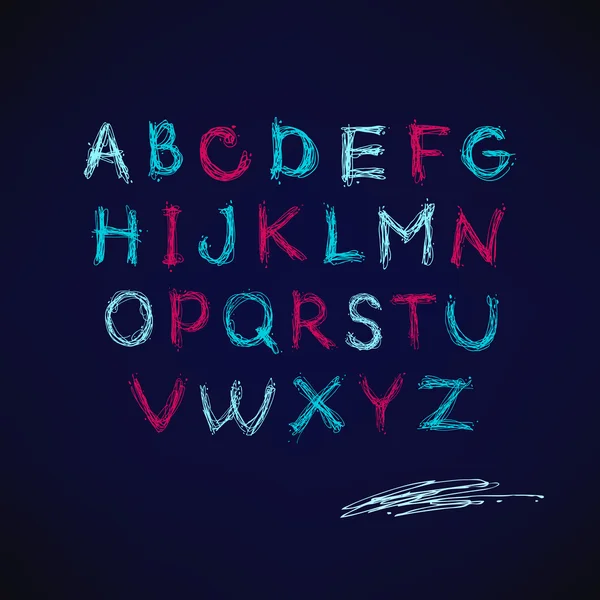 Elle çizilmiş grunge komut dosyası alfabesi — Stok Vektör