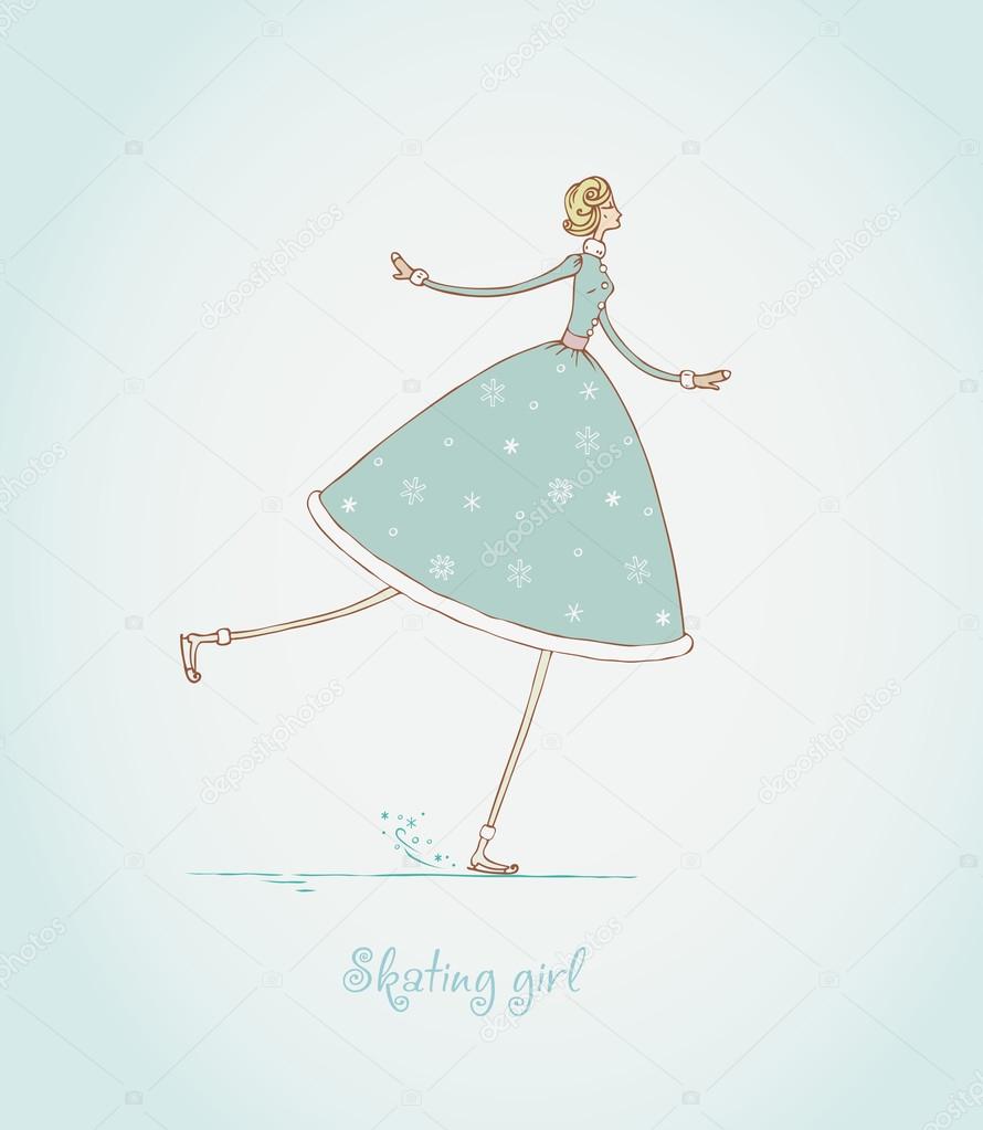 Cute image of skating young woman