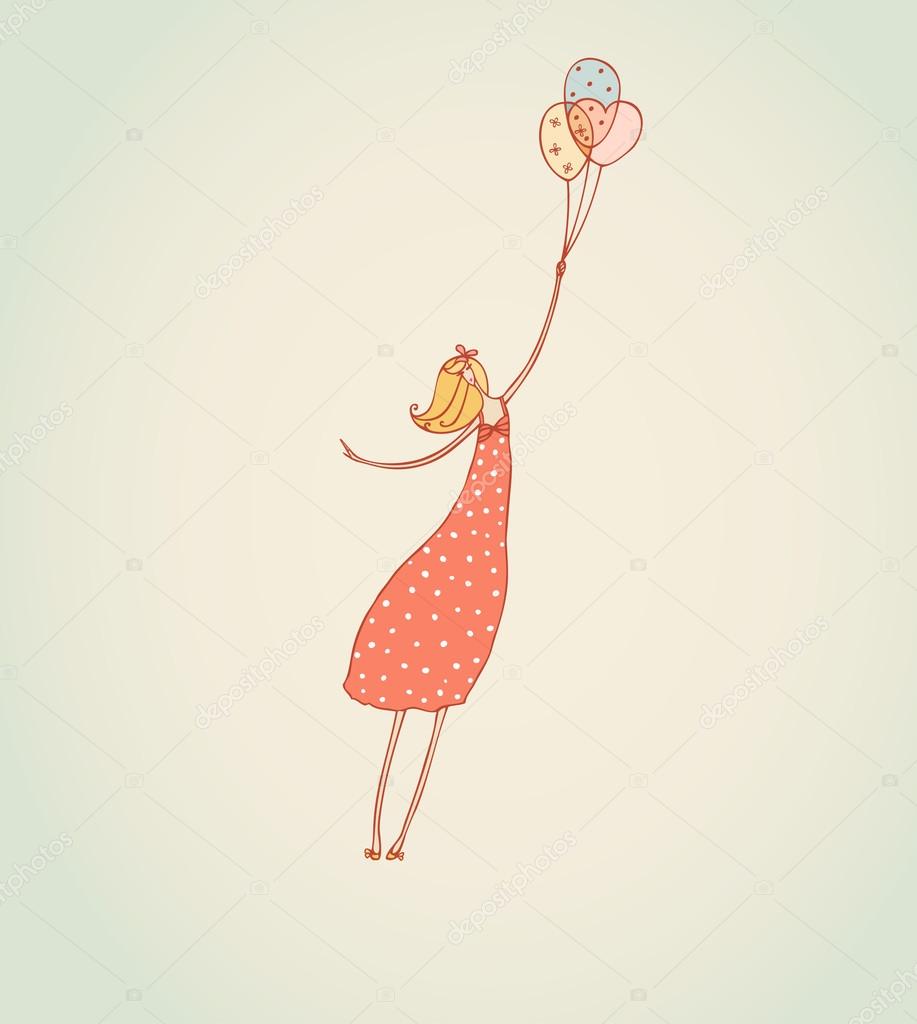Hand drawn cute dreaming young woman Stock Illustration by ©Innkey ...