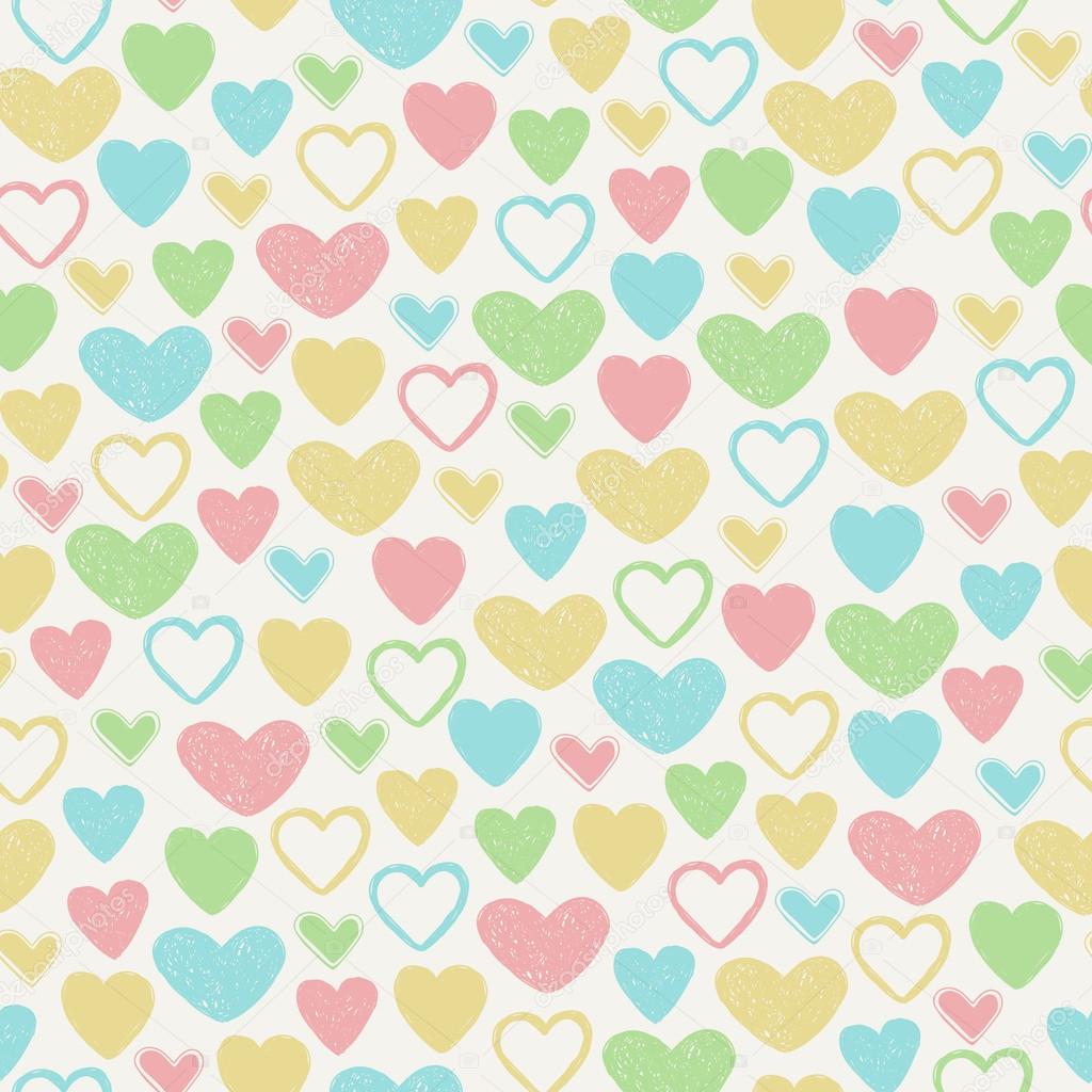 Seamless doodle heart pattern