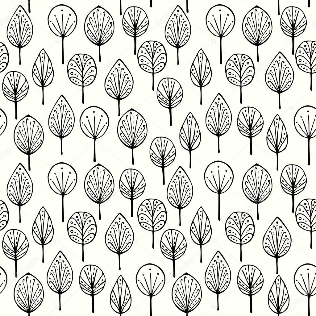 Seamless linear texture with ornamental leaves