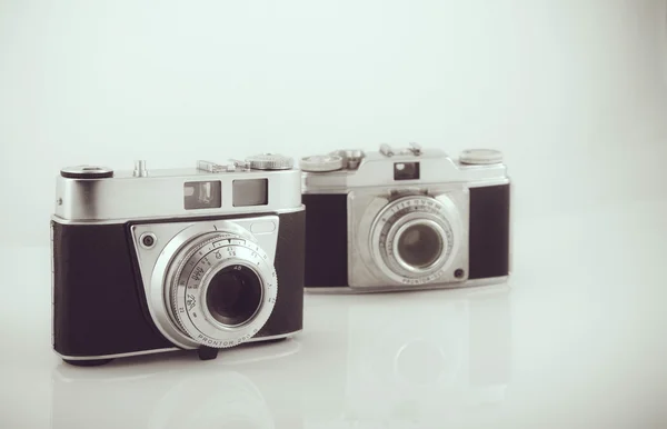 Retro old camera with RGB concept pencils — Stock Photo, Image