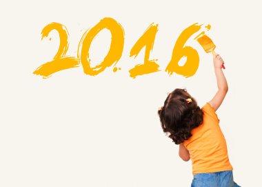 Küçük kız yeni yıl 2016 duvar arka plan boyama