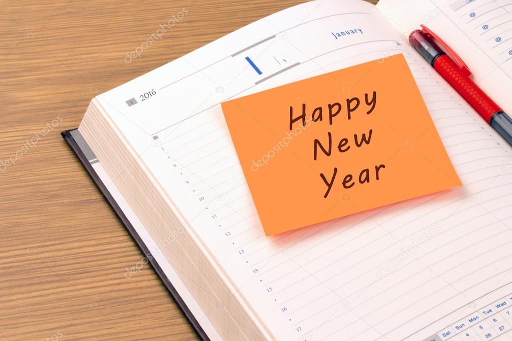 Happy New Year on a new year 2016 organizer