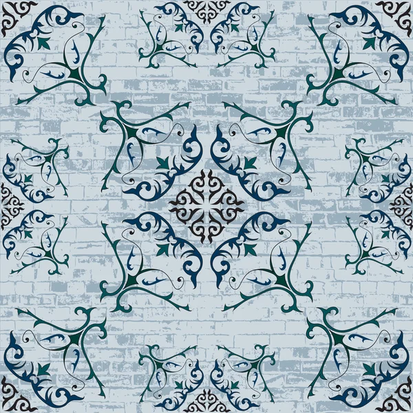 Mavi süslemeli kusursuz desen