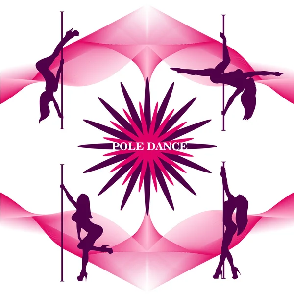 Πόλο χορευτές σιλουέτες. Η εικονογράφηση φορέας ενός συνόλου σιλουέτες χορευτές του πόλο. — Διανυσματικό Αρχείο