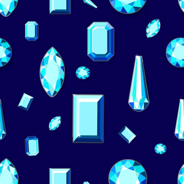 Elegante Fondo Pantalla Con Diamantes Varios Cortes Sobre Fondo Azul — Archivo Imágenes Vectoriales