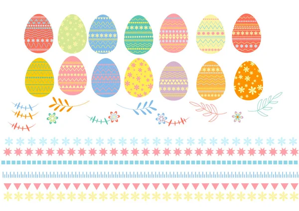 Colorful Eggs Easter Holiday Easter Set Eggs Beautiful Pictures Seamless — Stock Vector