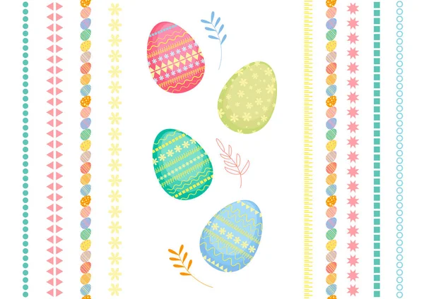 Huevos Coloridos Para Las Vacaciones Pascua Conjunto Huevos Pascua Con — Vector de stock