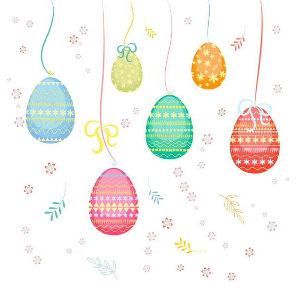 Set Colorful Easter Eggs Different Patterns Colorful Eggs Easter Holiday — Stock Vector
