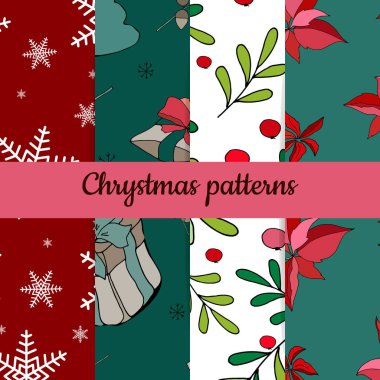 Renkli el çizimleri olan kusursuz bir Noel arkaplanı..