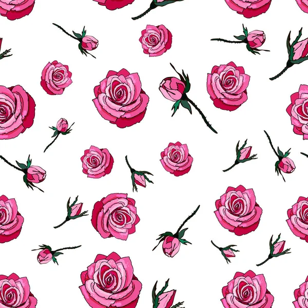 Kusursuz gül deseni. Güllü tebrik kartı. Yapraklı güller.