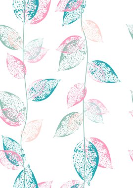 Kusursuz yaprak izleri. Renkli yapraklardan yapılmış şık bir duvar kağıdı. Beyaz arkaplanda renkli izler.