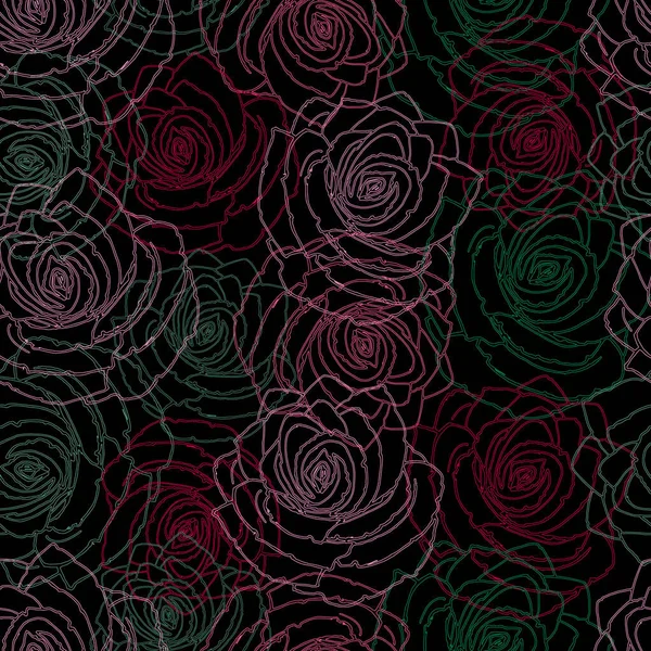 Nahtloses Muster Aus Mehrfarbigen Rosen Stilvolle Tapete Mit Schönen Blumen — Stockvektor
