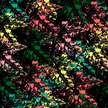 Kusursuz yaprak izleri, renkli yapraklardan yapılmış stil duvar kağıtları. Beyaz arkaplanda renkli izler.