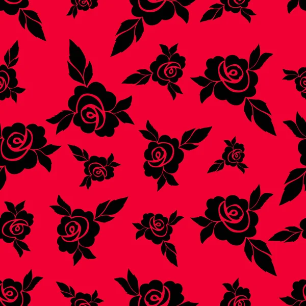 Seamless Pattern Black Roses Bright Background Stylish Wallpaper Beautiful Flowers — Stock Vector