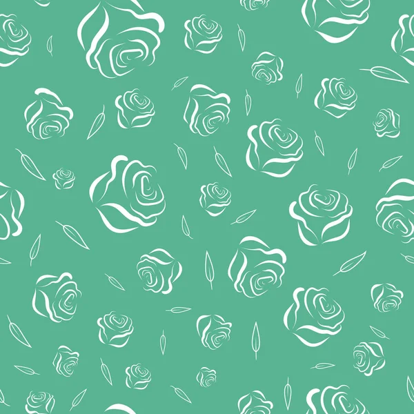 Elegante Fondo Pantalla Hermosas Flores Conjunto Rosas Delicadas Con Hojas — Vector de stock