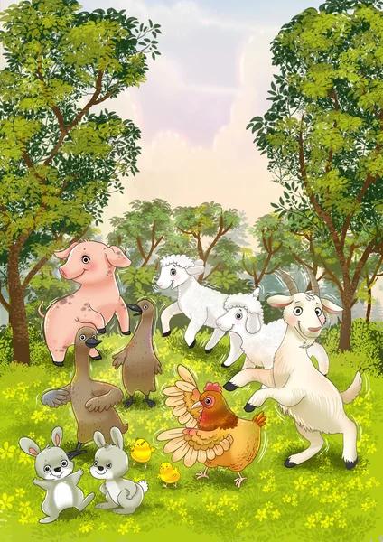 Serie di animali da fattoria dei cartoni animati — Foto Stock