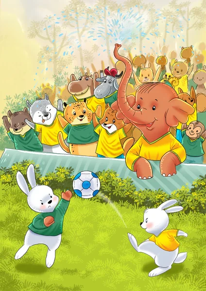 Dessin animé de soccer animal Image En Vente