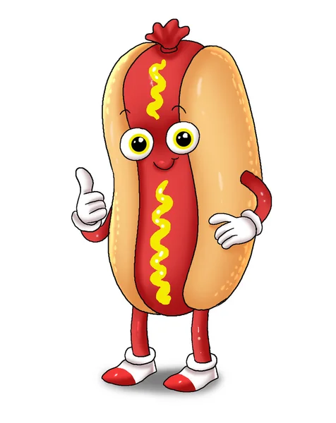 Hotdog cartoon — Stockfoto