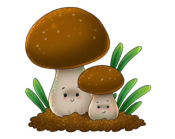 Pilz-Wald-Karikatur — Stockfoto