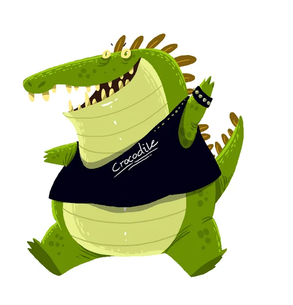 Grande gordura crocodilo desenhos animados — Fotografia de Stock