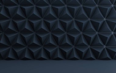 Üçgen geometrik şekilli arkaplan, altın aksanlı koyu gölgeli piramitler, üç boyutlu şekil