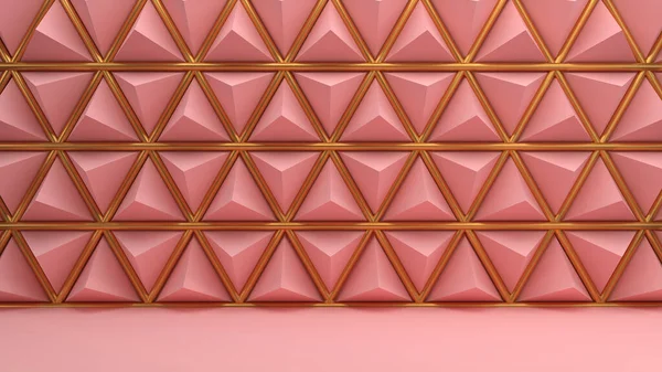 Fundo Abstrato Formas Triangulares Com Bordas Douradas Renderização — Fotografia de Stock