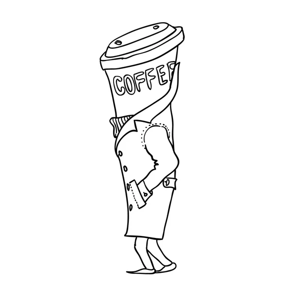 Cafeman. O ceaşcă de cafea. Ilustrație vectorială — Vector de stoc