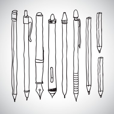 Vektör çizim kalem ve tükenmez kalem