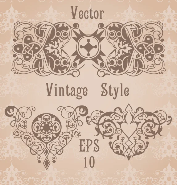 Vintage monogram keretek — Stock Vector