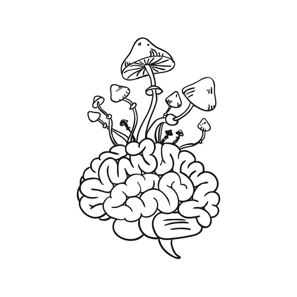 Brain and mushrooms. Vector — Stock Vector